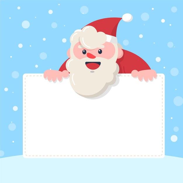 Personaje de Navidad sosteniendo pancarta en blanco