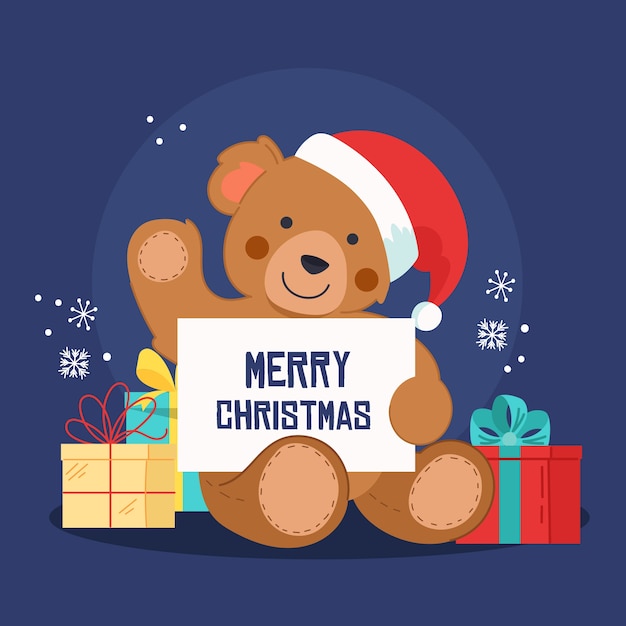 Vector gratuito personaje de navidad sosteniendo pancarta en blanco