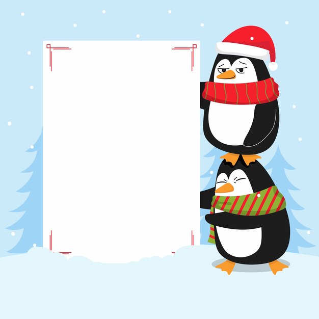 Personaje de Navidad sosteniendo pancarta en blanco