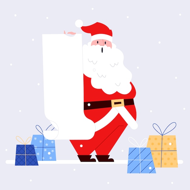 Vector gratuito personaje de navidad sosteniendo pancarta en blanco