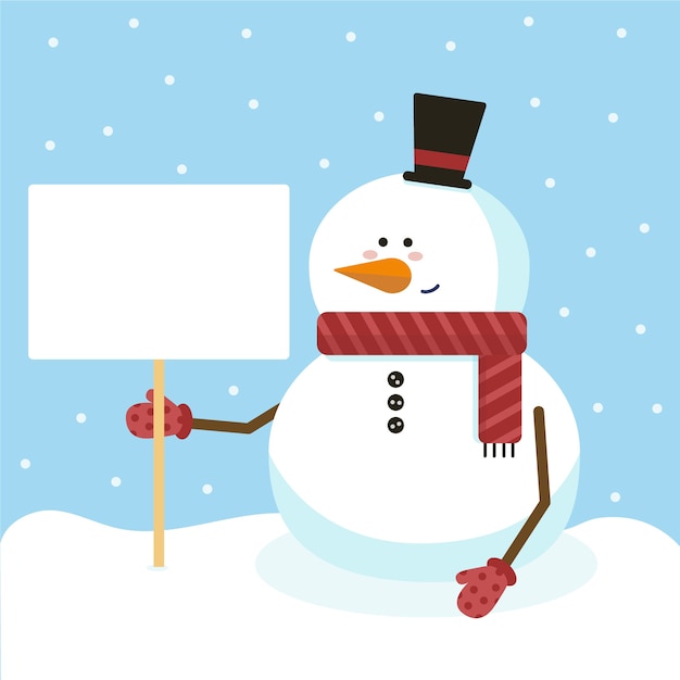 Vector gratuito personaje de navidad sosteniendo pancarta en blanco