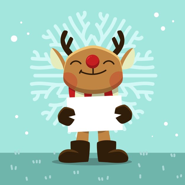 Personaje de Navidad sosteniendo pancarta en blanco