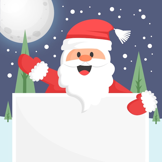 Vector gratuito personaje de navidad sosteniendo pancarta en blanco