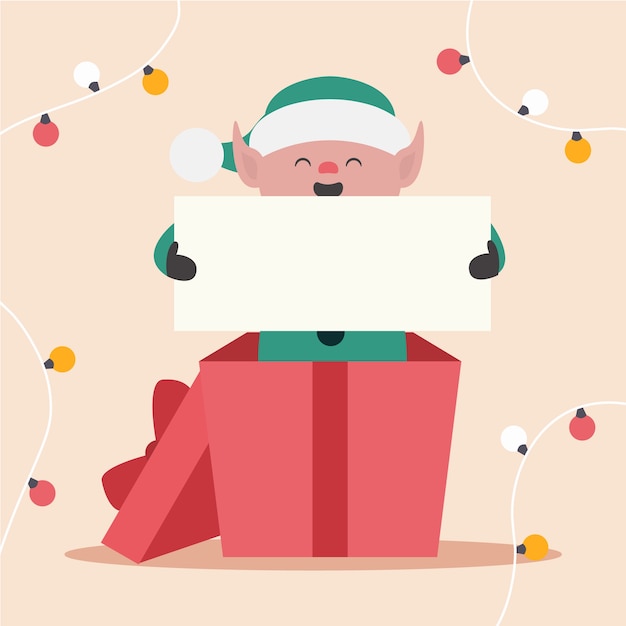 Vector gratuito personaje de navidad sosteniendo pancarta en blanco