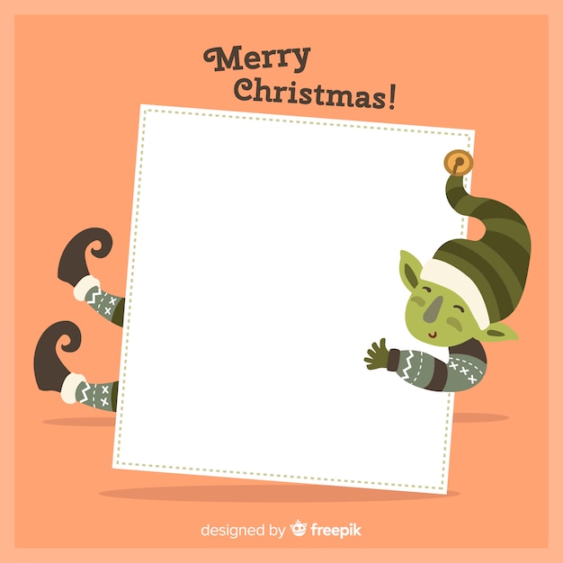 Vector gratuito personaje de navidad con una tarjeta blanca dibujado a mano