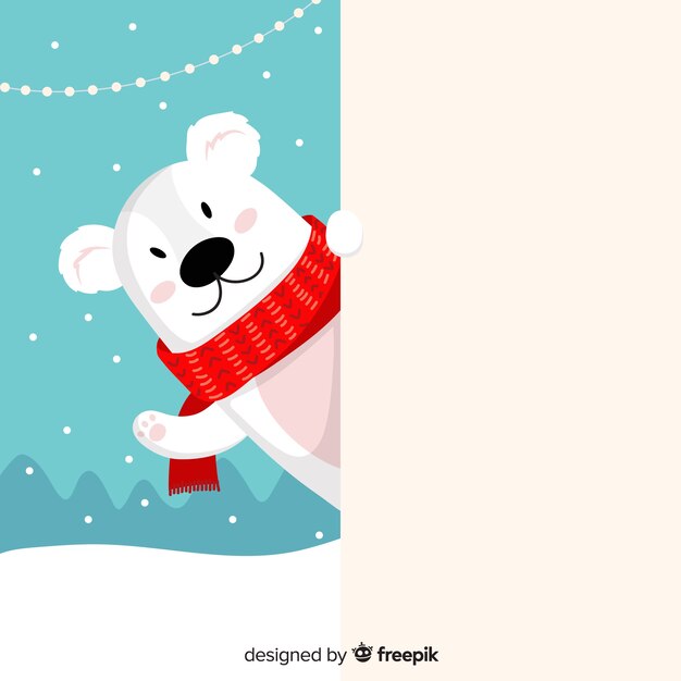 Personaje de navidad con una tarjeta blanca en diseño plano