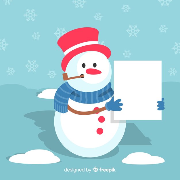 Personaje de navidad con tarjeta blanca