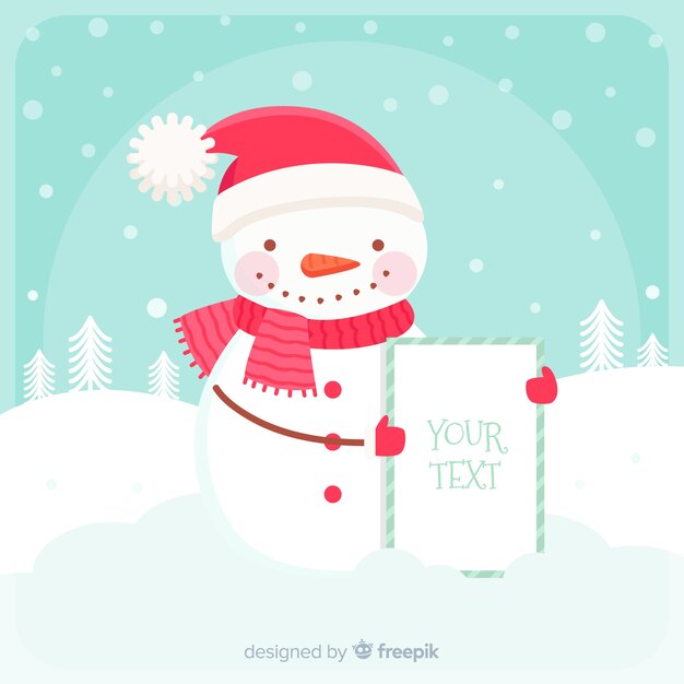Personaje de navidad con una tarjeta blanca