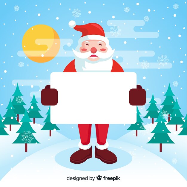 Personaje de navidad con una tarjeta de navidad