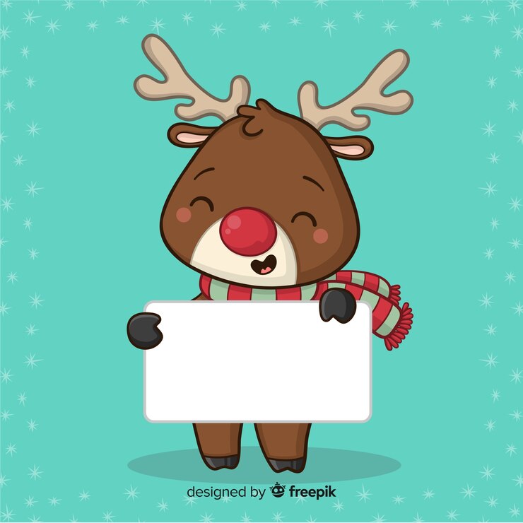 Vector gratuito personaje de navidad con una tarjeta de navidad