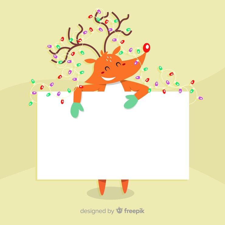 Vector gratuito personaje de navidad con una tarjeta de navidad