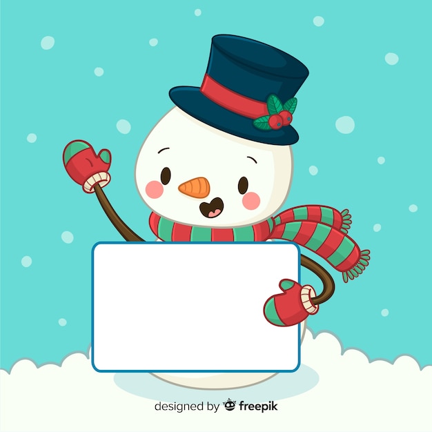 Personaje de navidad con una tarjeta de navidad