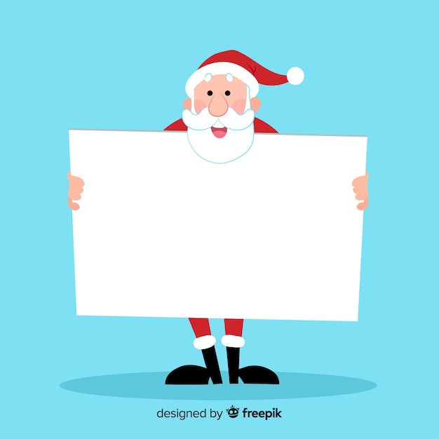 Vector gratuito personaje navideño con una tarjeta blanca