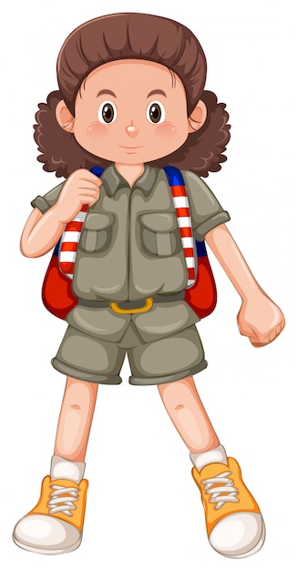 Un personaje de niña acampada