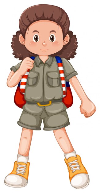 Un personaje de niña acampada