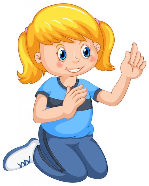 Vector gratuito un personaje de niña feliz