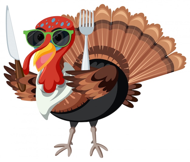 Vector gratuito un personaje de pavo sobre fondo blanco