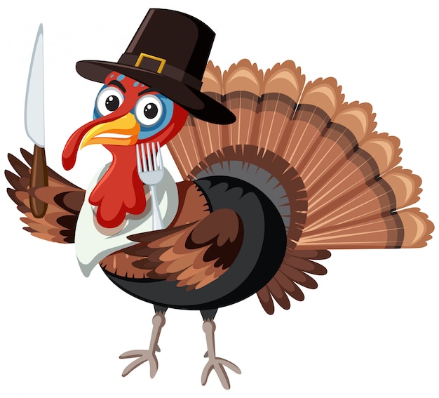 Vector gratuito un personaje de pavo sobre fondo blanco