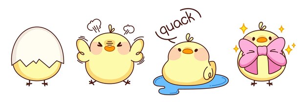 El personaje de pollo lindo en diferentes poses
