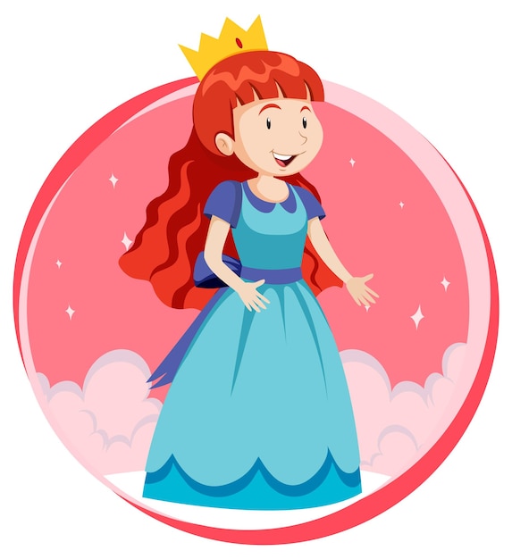 Vector gratuito personaje de princesa de fantasía sobre fondo blanco.