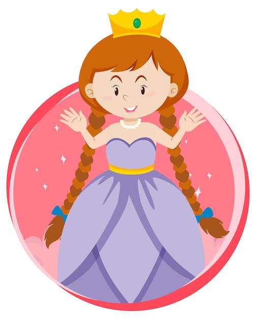 Vector gratuito personaje de princesa de fantasía sobre fondo blanco.