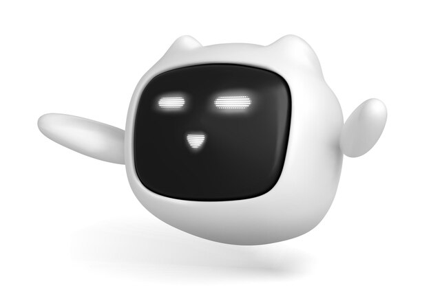 El personaje robótico de AI 3D es el icono de la mascota de Chatbot.
