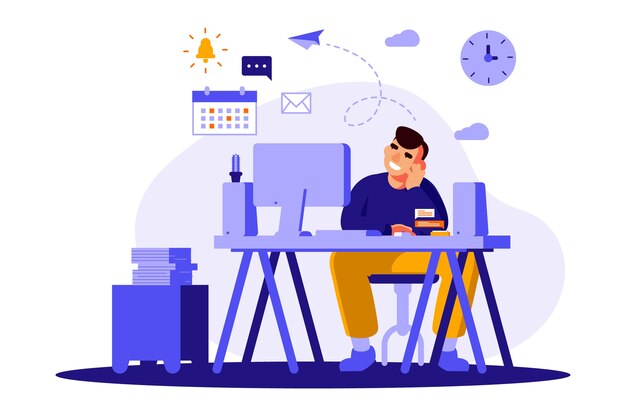 El personaje sueña despierto en lugar de trabajar