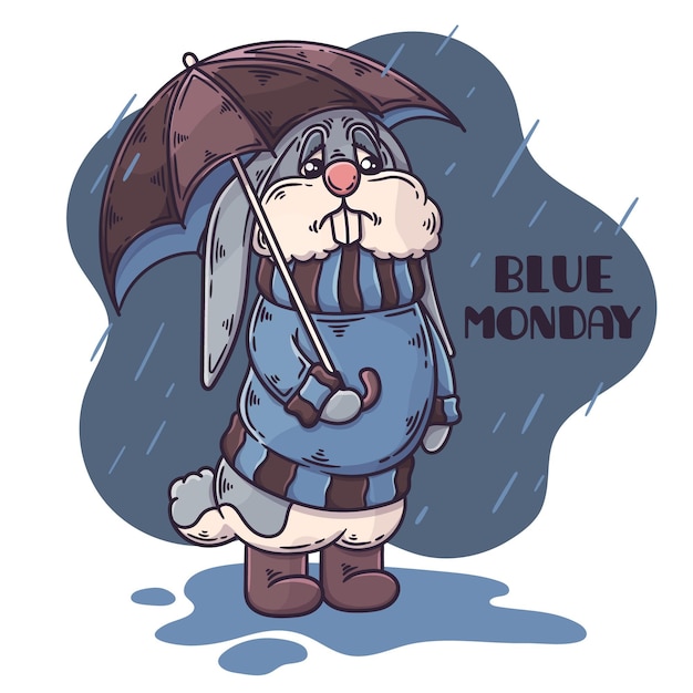 Vector gratuito personaje triste el lunes azul