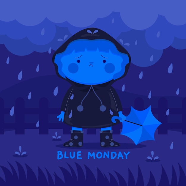 Vector gratuito personaje triste el lunes azul