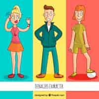 Vector gratuito personajes de adolescentes coloridos