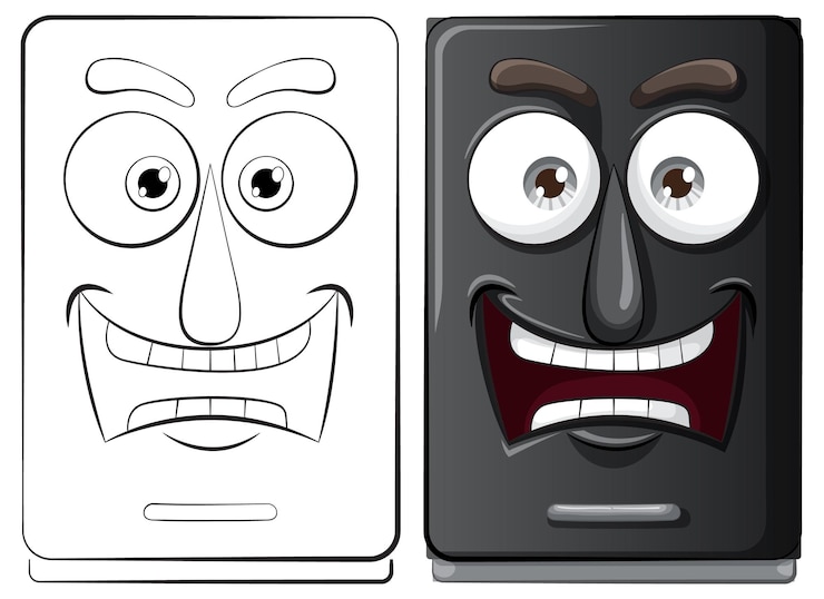 Vector gratuito personajes animados de teléfonos inteligentes con expresiones
