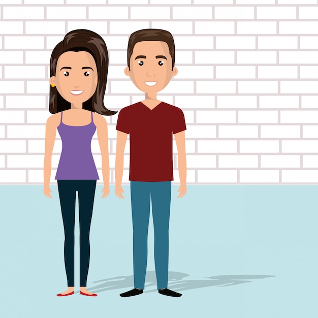 Vector gratuito personajes de avatares de pareja joven