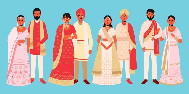 Personajes de boda india