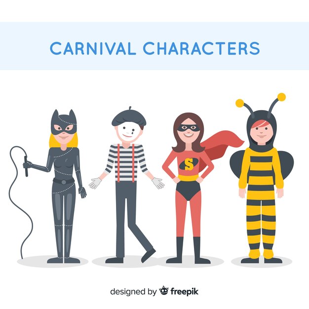 Personajes de carnaval con disfraces