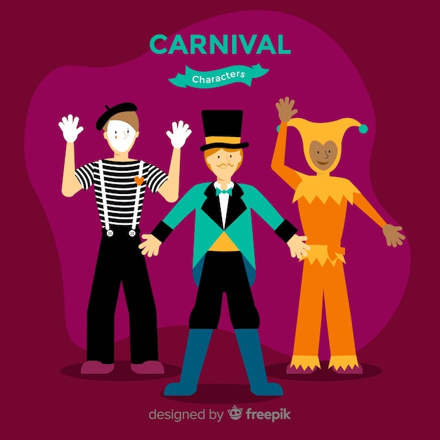 Personajes de carnaval con disfraces