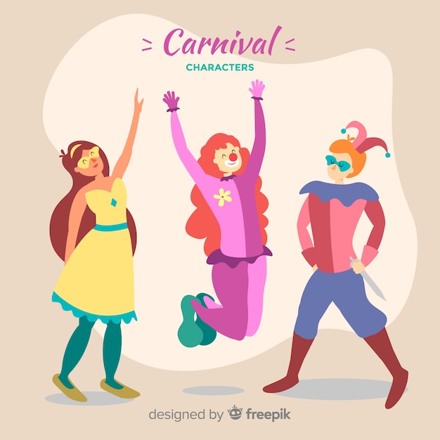 Personajes de carnaval con disfraces