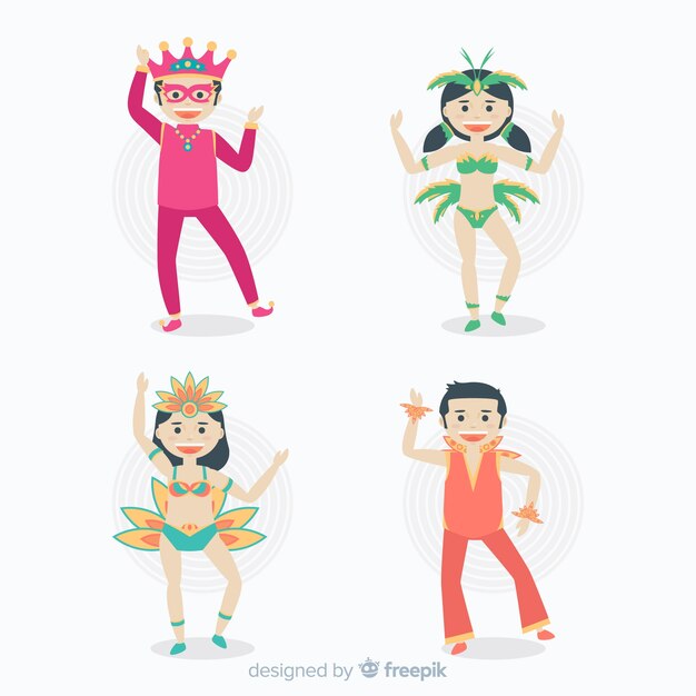 Personajes de carnaval con disfraces