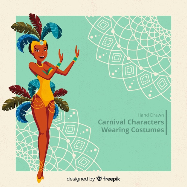 Vector gratuito personajes de carnaval con disfraces