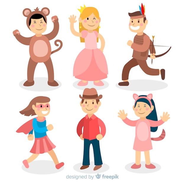 Vector gratuito personajes de carnaval disfrazados