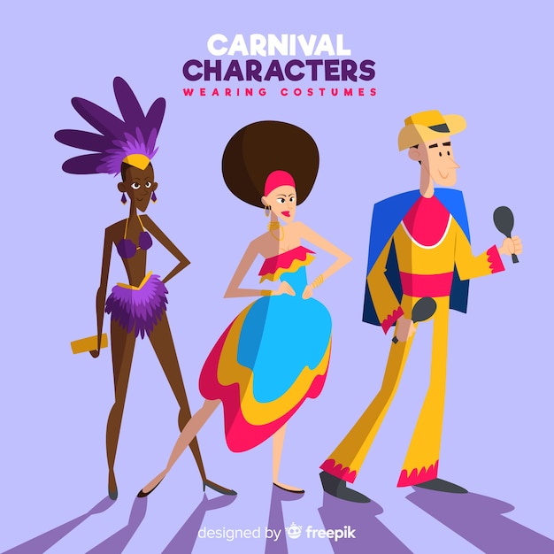 Vector gratuito personajes de carnaval disfrazados