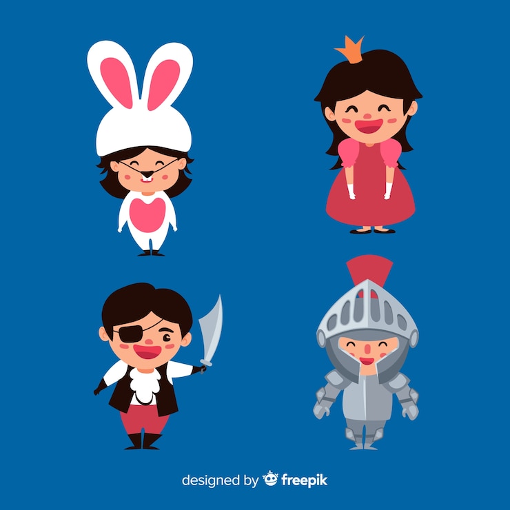 Vector gratuito personajes de carnaval disfrazados