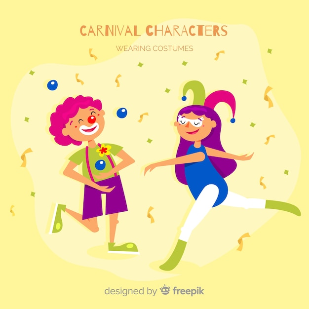 Vector gratuito personajes de carnaval disfrazados