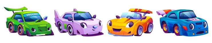 Vector gratuito personajes de coches de carreras aislados en blanco