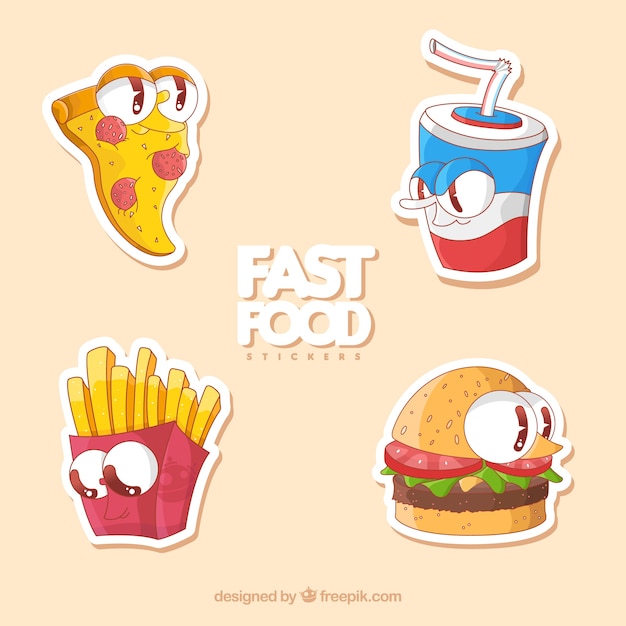 Personajes de comida rápida con estilo de dibujo a mano