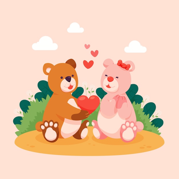 Personajes dibujados a mano enamorados ilustración de dibujos animados