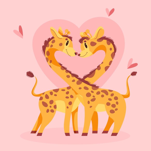 Personajes dibujados a mano enamorados ilustración de dibujos animados