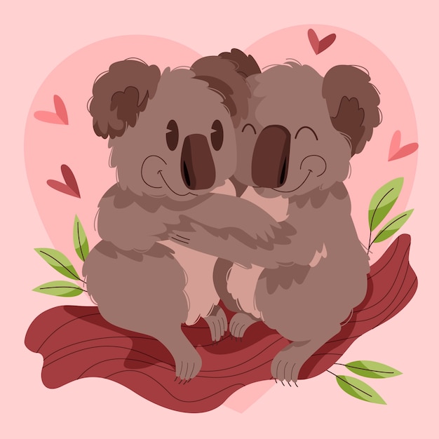 Personajes dibujados a mano enamorados ilustración de dibujos animados