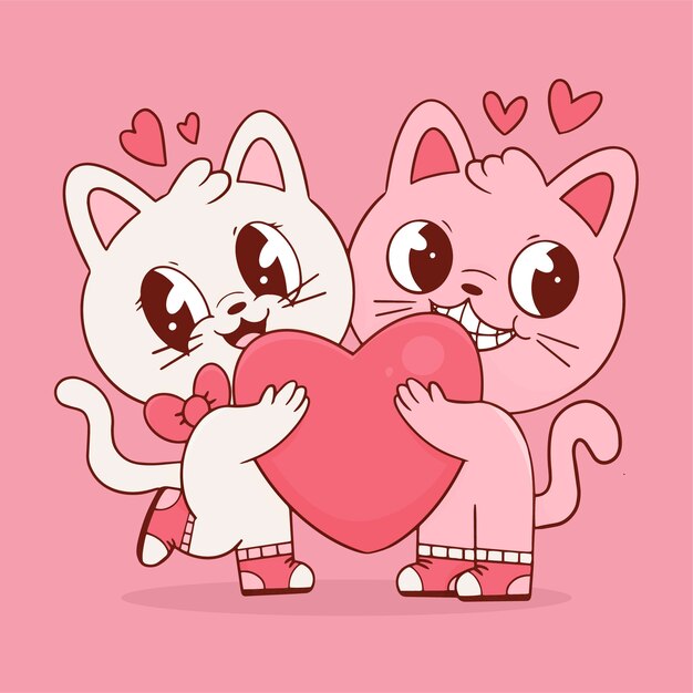 Personajes dibujados a mano en la ilustración de dibujos animados de amor
