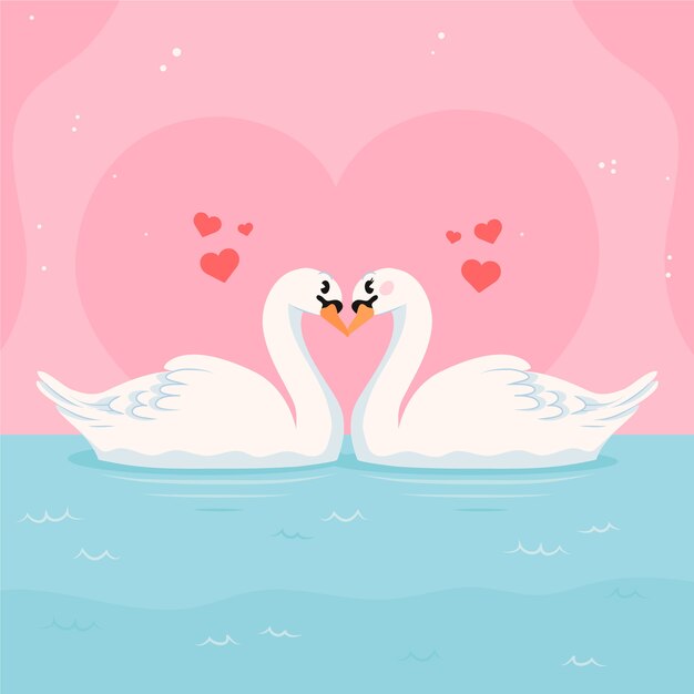 Personajes dibujados a mano en la ilustración de dibujos animados de amor