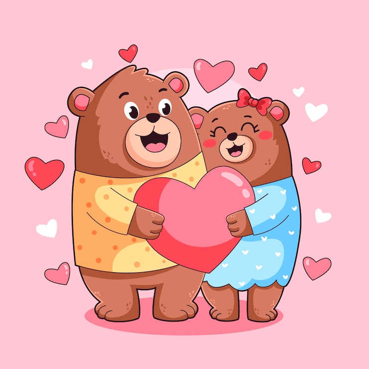 Vector gratuito personajes dibujados a mano en la ilustración de dibujos animados de amor